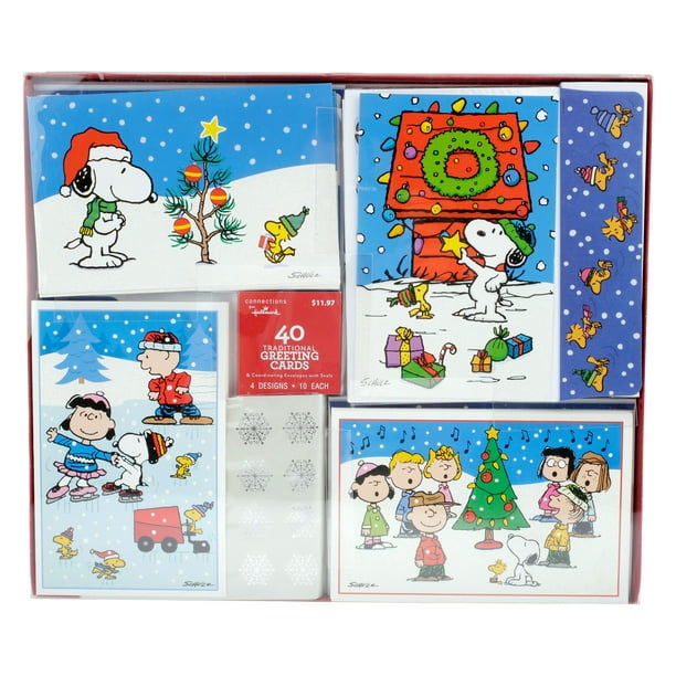 10 HIGH QUALITY SNOOPY PEANUTS CHRISTMAS CARDS MATCHING ENVELOPES HALLMARK